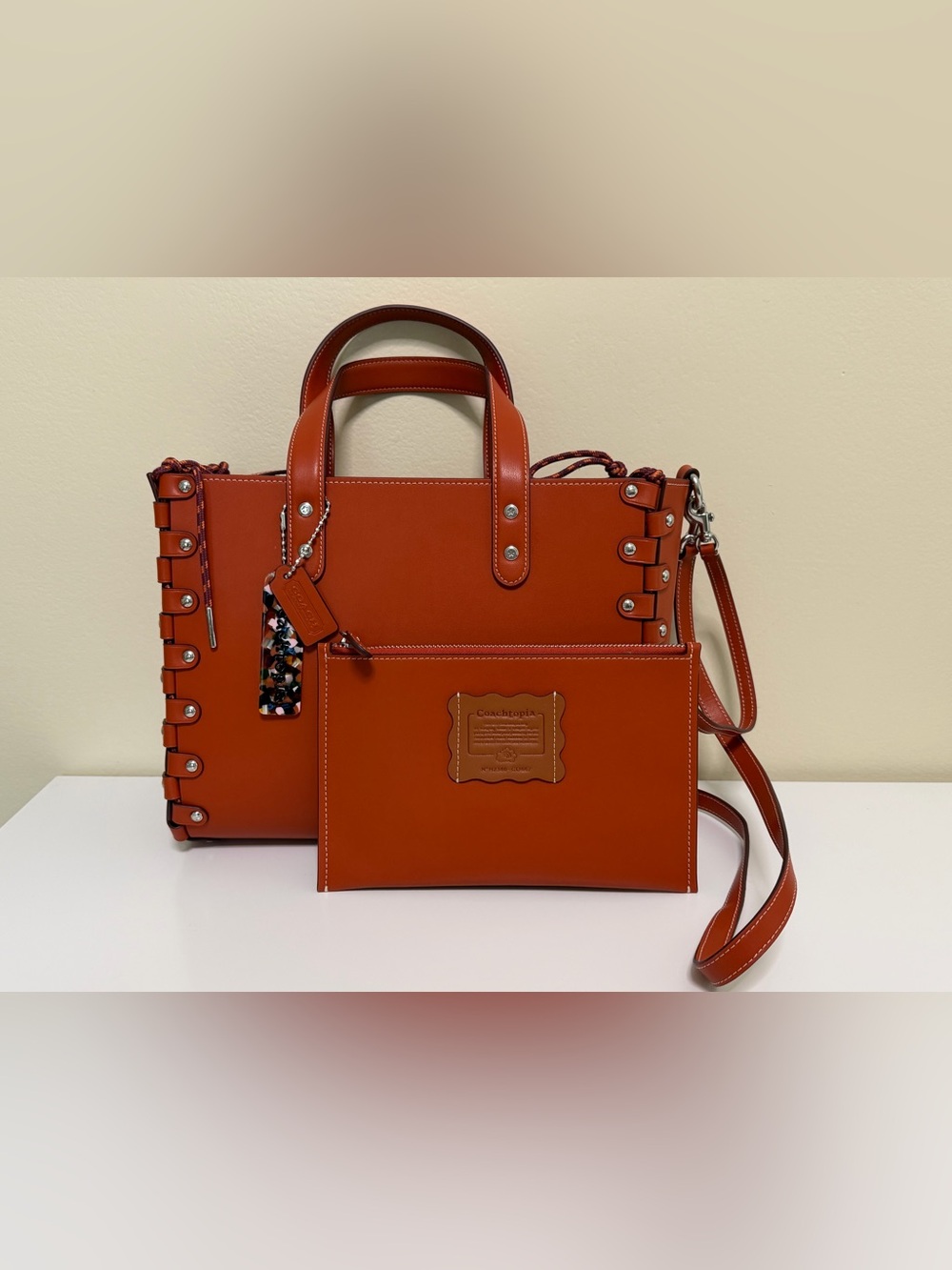 Coach Medium Burnt Orange Re-Laceable Tote In Coachtopia Leather CO667